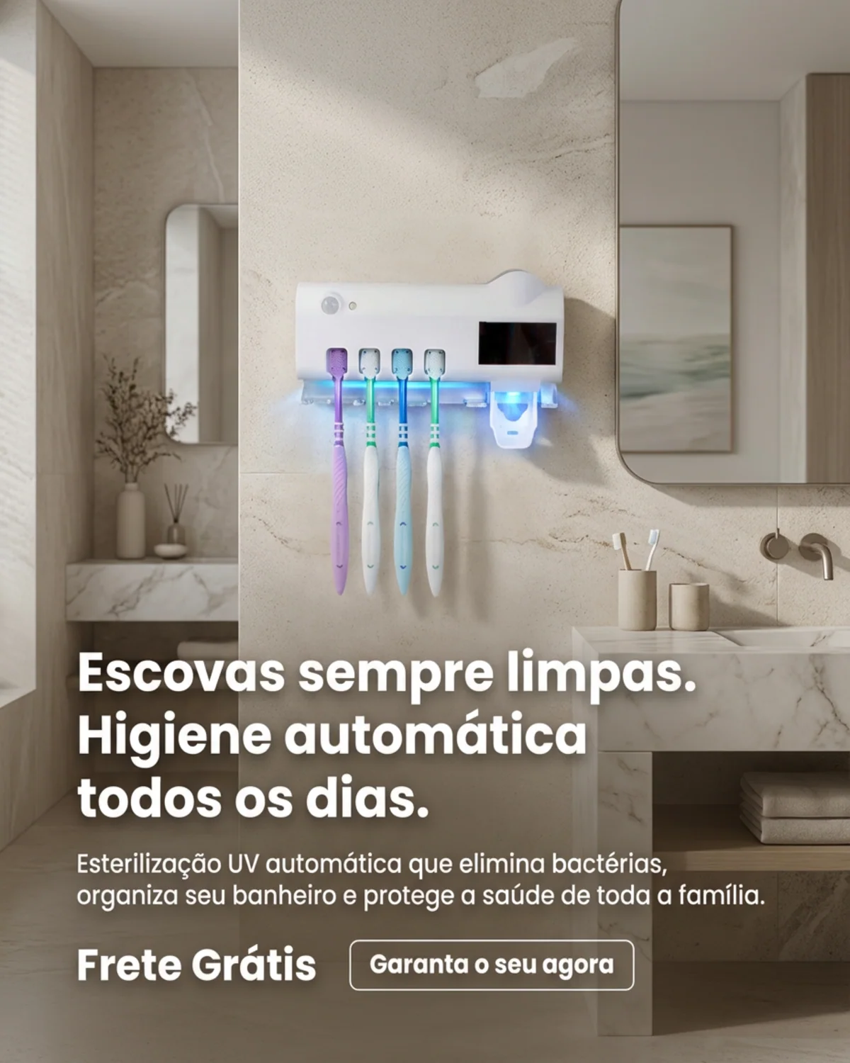 Suporte de escovas de dentes com Esterilização UV